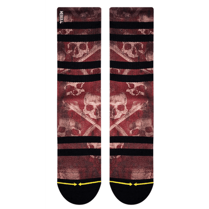 Skulls Burgundy Adult Crew Socks