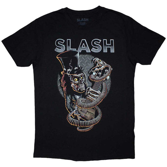 Slash Skull Guitar Snake Mens T Shirt Black