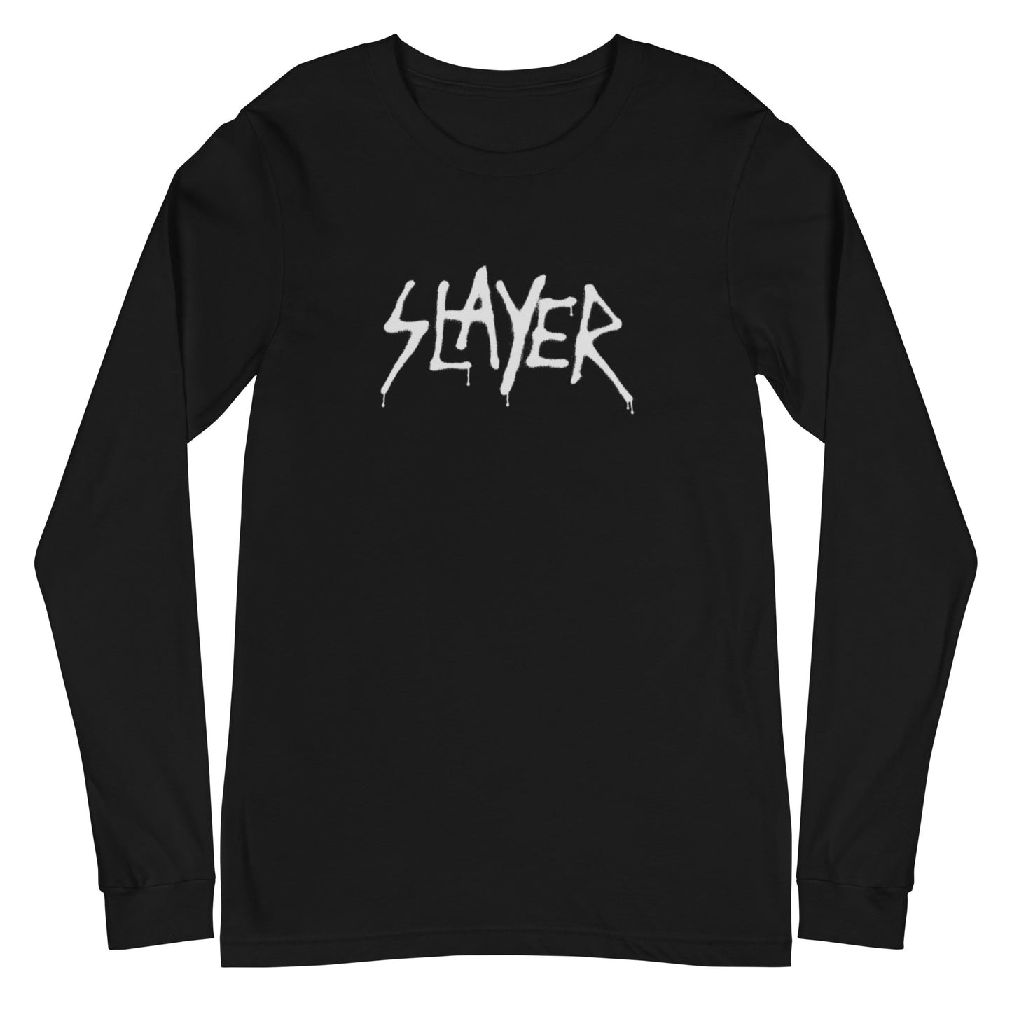 Slayer White Drip Logo Mens Long Sleeve Shirt Black