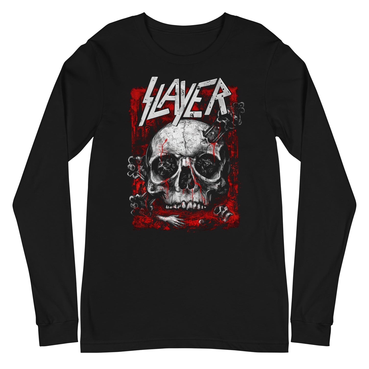 Slayer Skull Logo Mens Long Sleeve Shirt Black