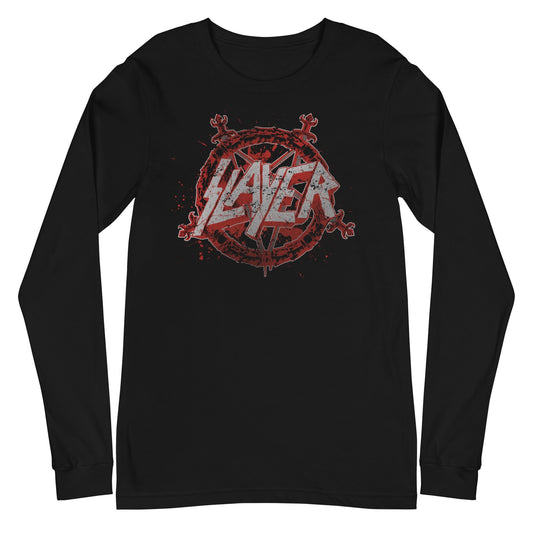 Slayer Drip Logo Mens Long Sleeve Shirt Black