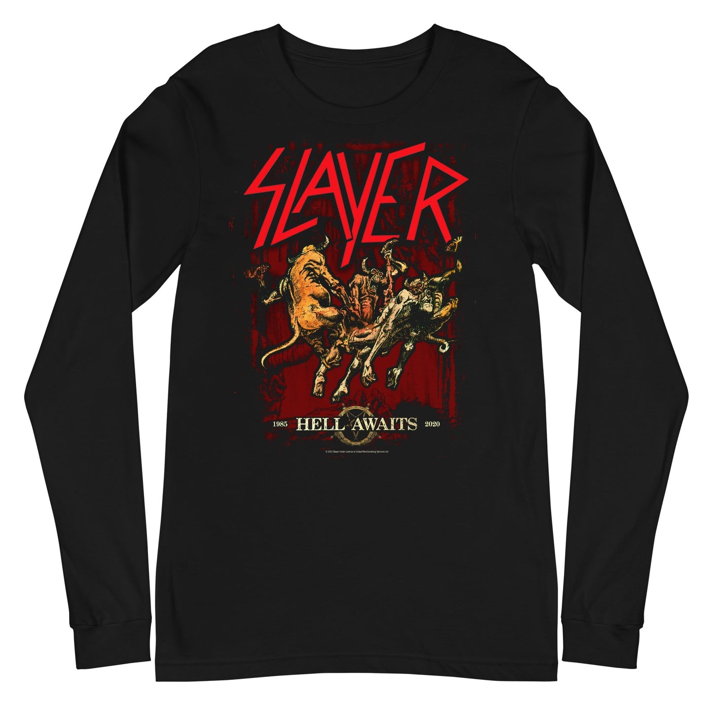 Slayer Hell Awaits Mens Long Sleeve Shirt Black