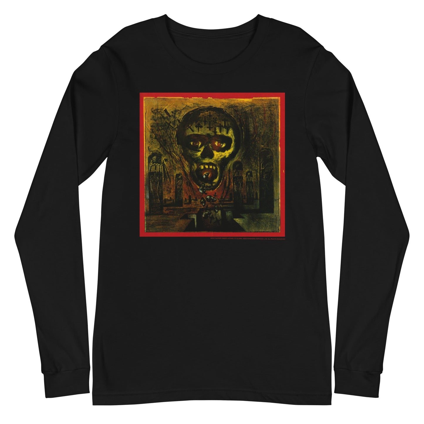 Slayer Painted Skull Mens Long Sleeve Shirt Black