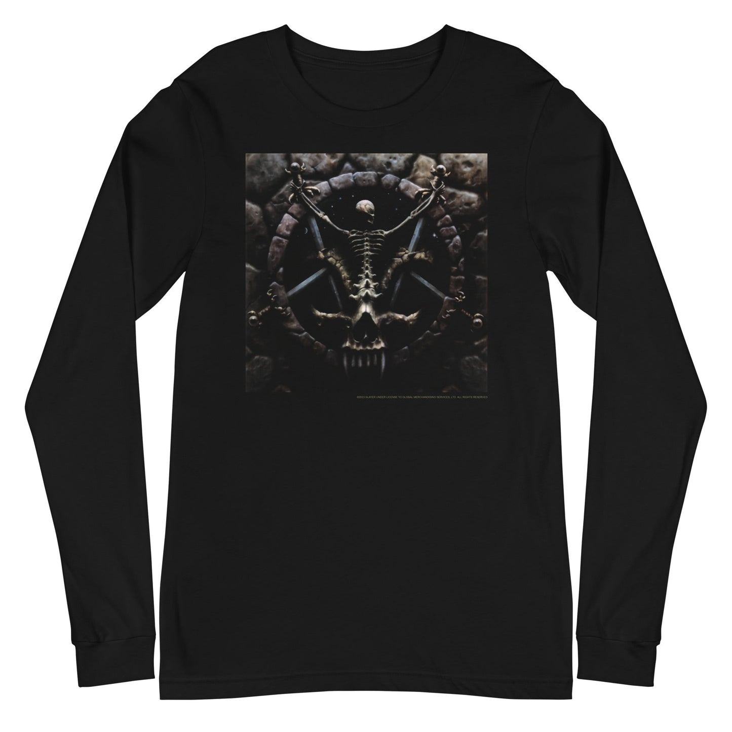 Slayer Skeleton Pentagram Mens Long Sleeve Shirt Black