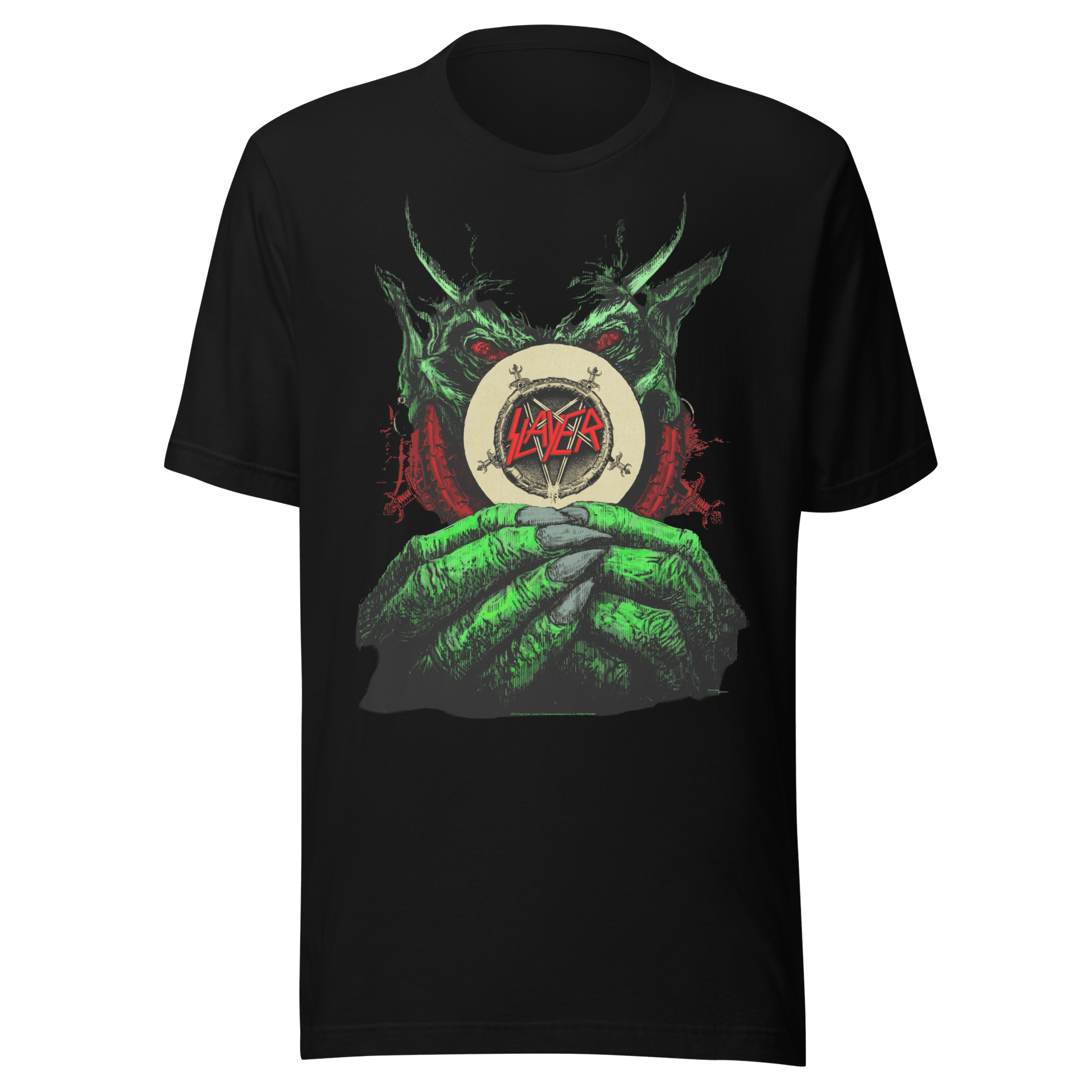 Slayer Demon Hands Vintage Jumbo Print Officially Licensed Mens T Shirt Black