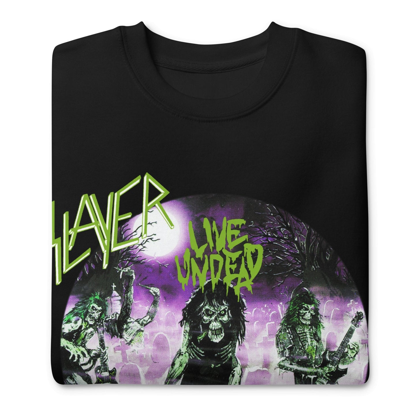 Slayer Green Undead Jumbo Print Mens Sweatshirt Black