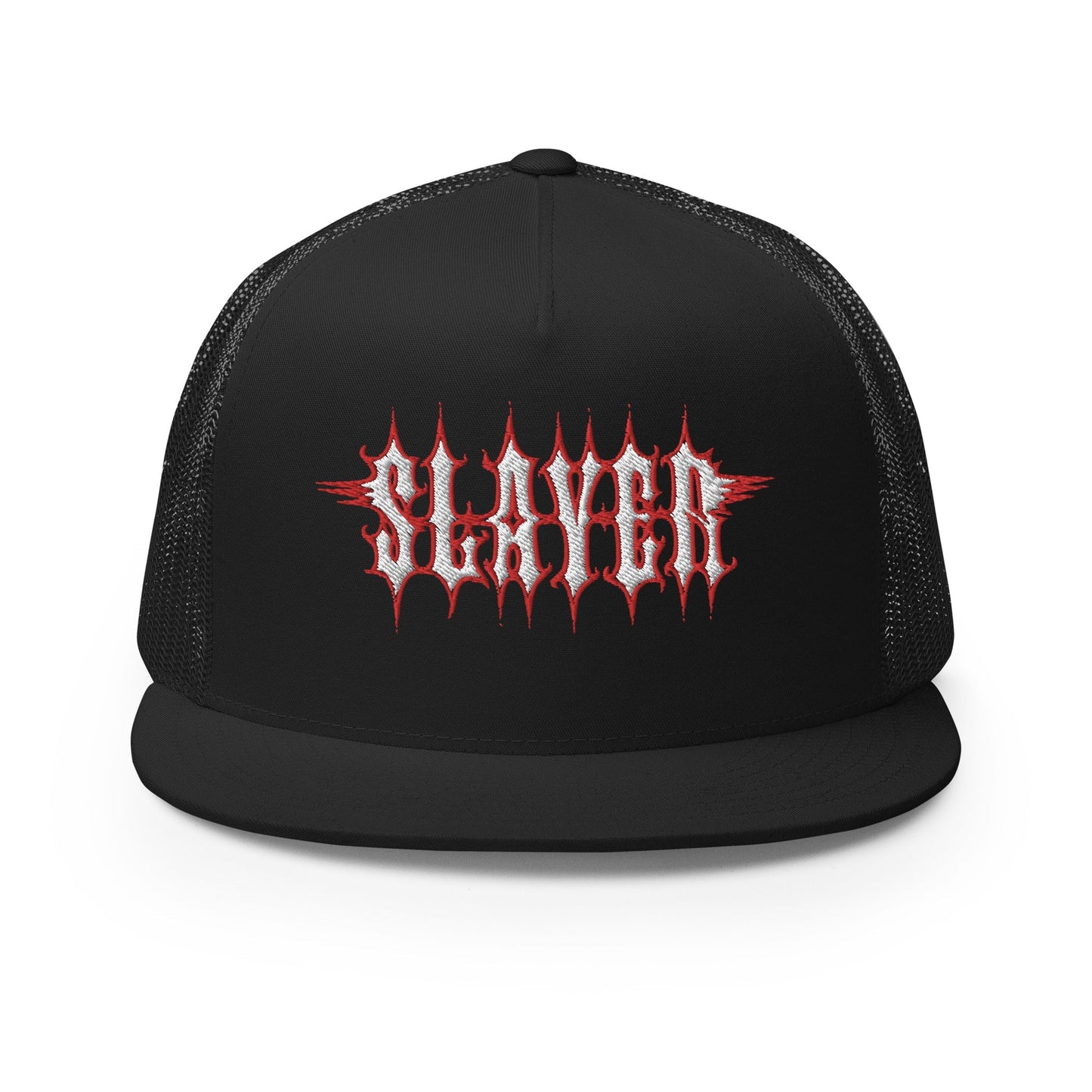 Slayer Logo Flat Brim Trucker Hat Black