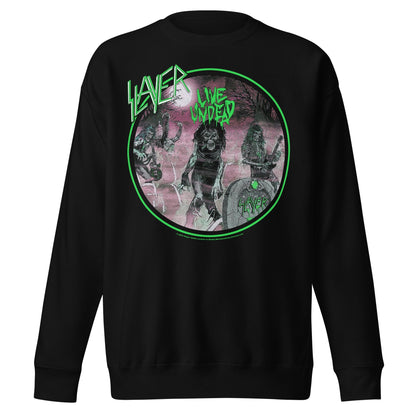 Slayer Neon Green Undead Jumbo Print Mens Sweatshirt Black