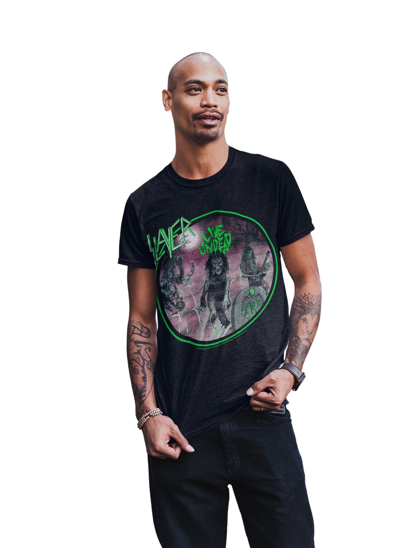 Slayer Neon Green Undead Mens T Shirt Black