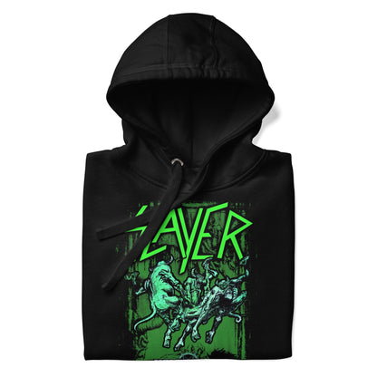 Slayer Neon Hell Awaits Classic Mens Hoodie Black