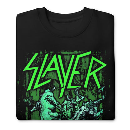 Slayer Neon Hell Awaits Jumbo Print Mens Sweatshirt Black