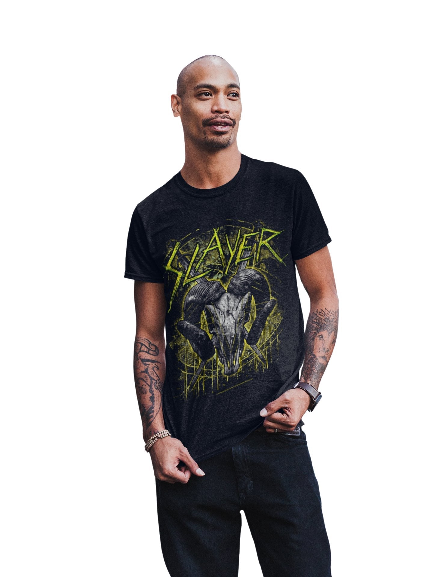 Slayer Ram Horns Mens T Shirt Black