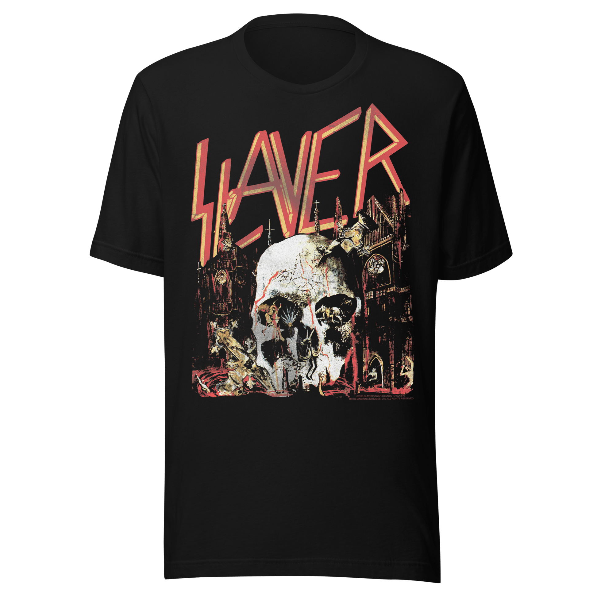 Slayer Sound Skull Jumbo Print Officially Licensed Mens T Shirt Black