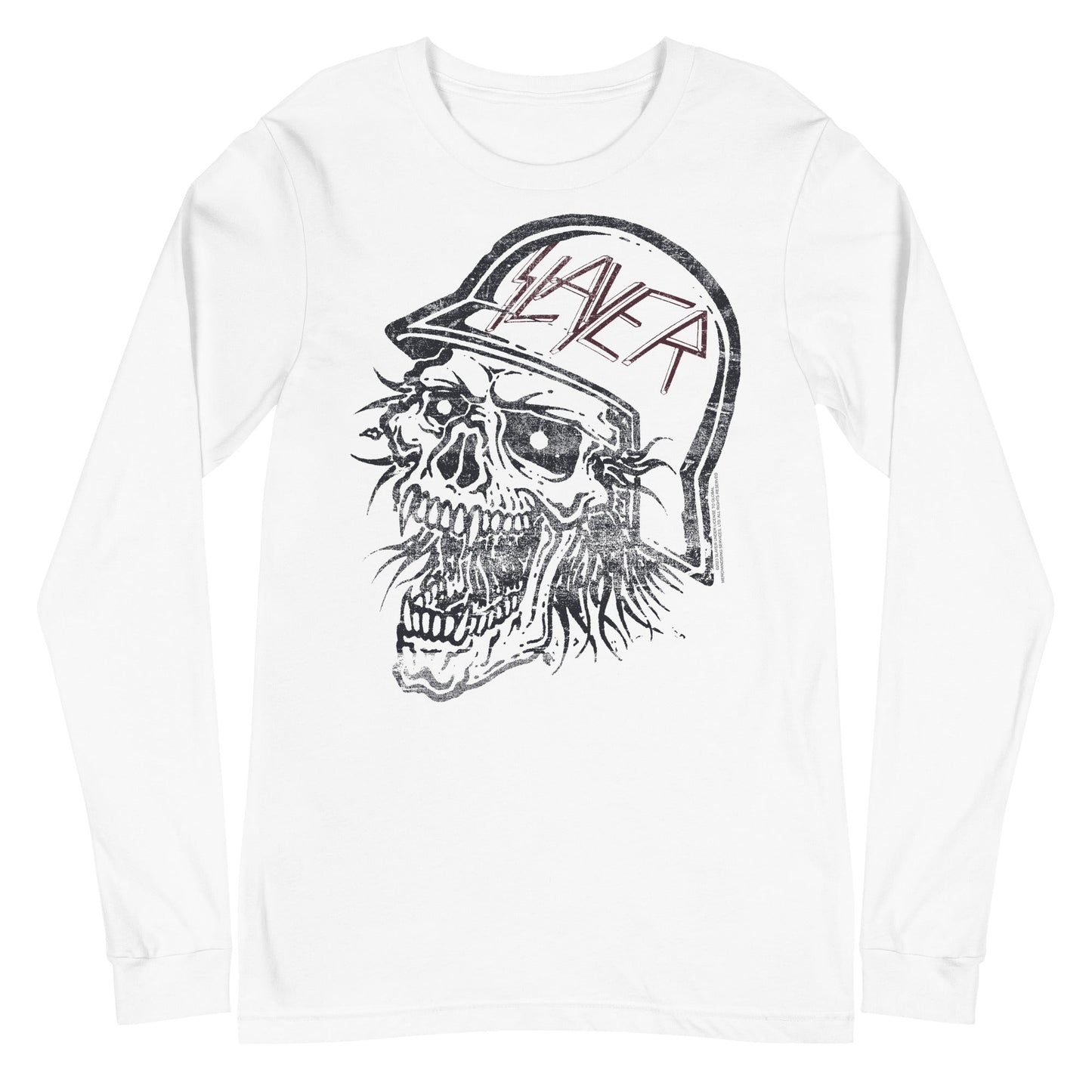 Slayer Stamped Skull Mens Long Sleeve Shirt Black