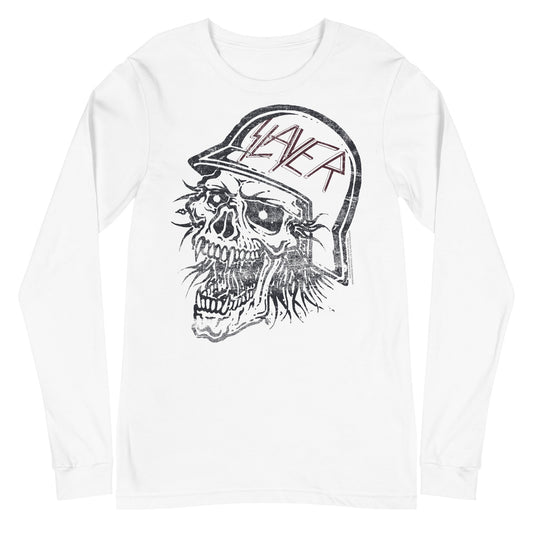 Slayer Stamped Skull Mens Long Sleeve Shirt Black