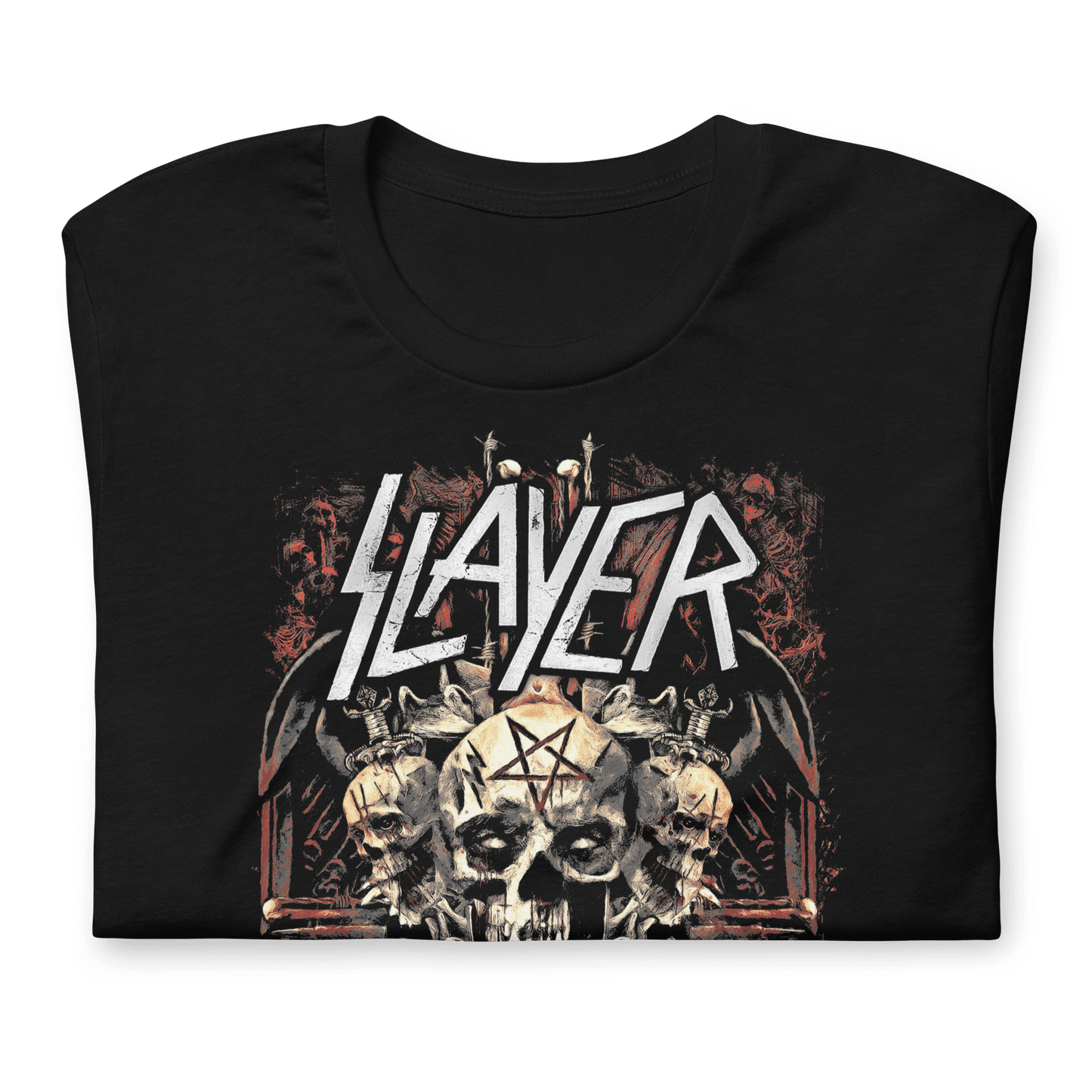 Slayer Triple Skull Officially Licensed Mens T Shirt Black