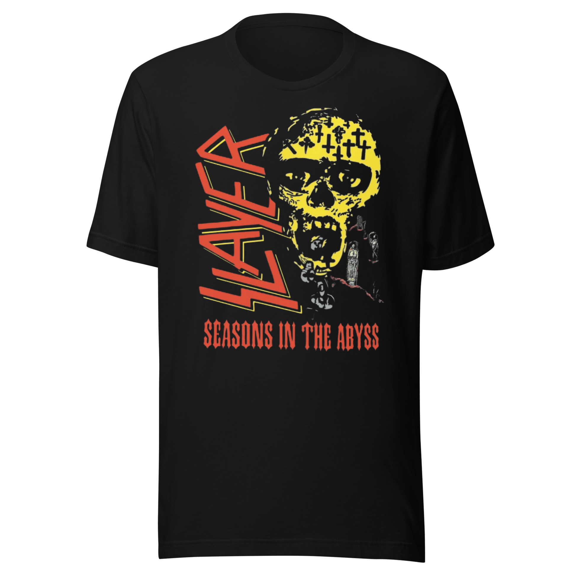 Slayer Vintage 1990 Season's In the Abyss Jumbo Print Officially Licensed Mens T Shirt Black