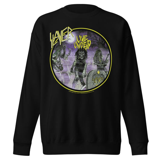 Slayer Yellow Undead Jumbo Print Mens Sweatshirt Black