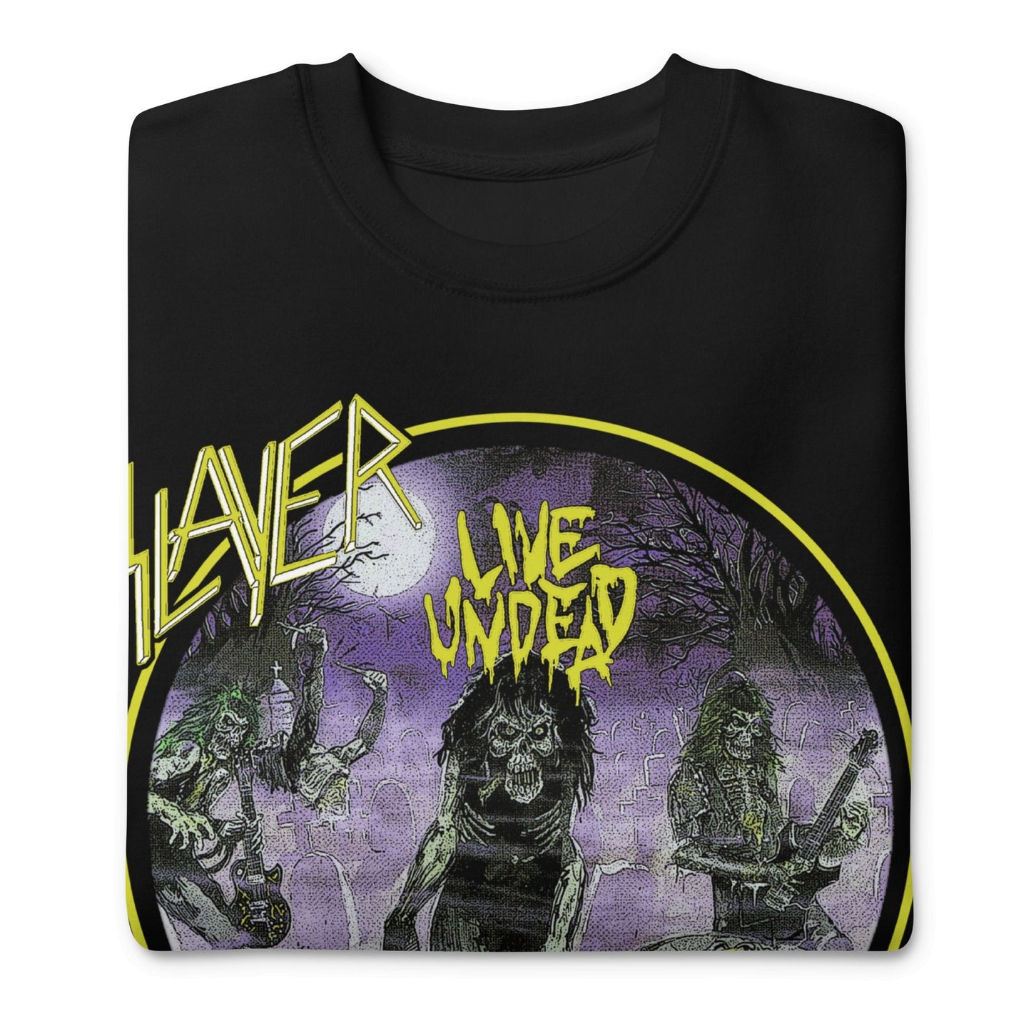 Slayer Yellow Undead Jumbo Print Mens Sweatshirt Black