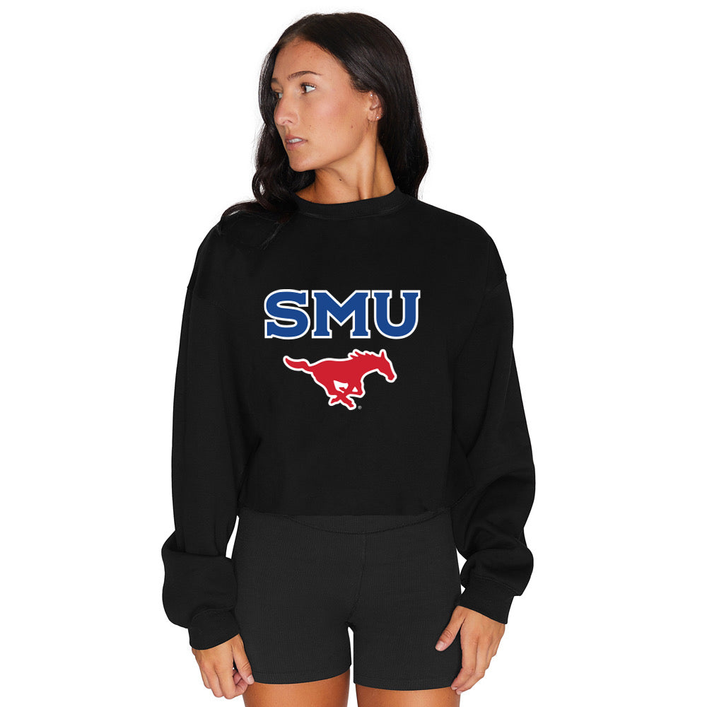 SMU Mustangs Black Womens Crewneck Officially Licensed