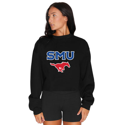 SMU Mustangs Black Womens Crewneck Officially Licensed