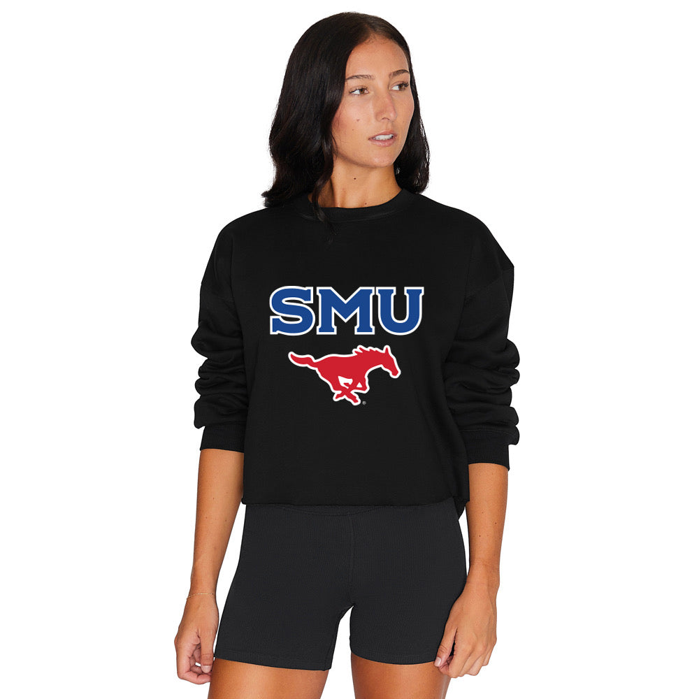SMU Mustangs Black Womens Crewneck Officially Licensed