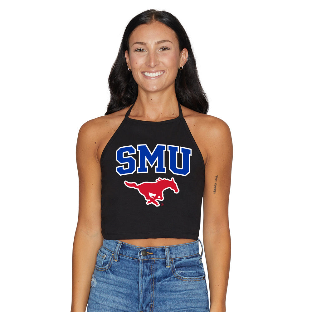 SMU Mustangs Black Womens Halter Top Officially Licensed