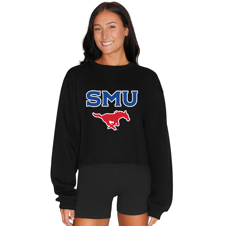 SMU Mustangs Black Womens Crewneck Officially Licensed