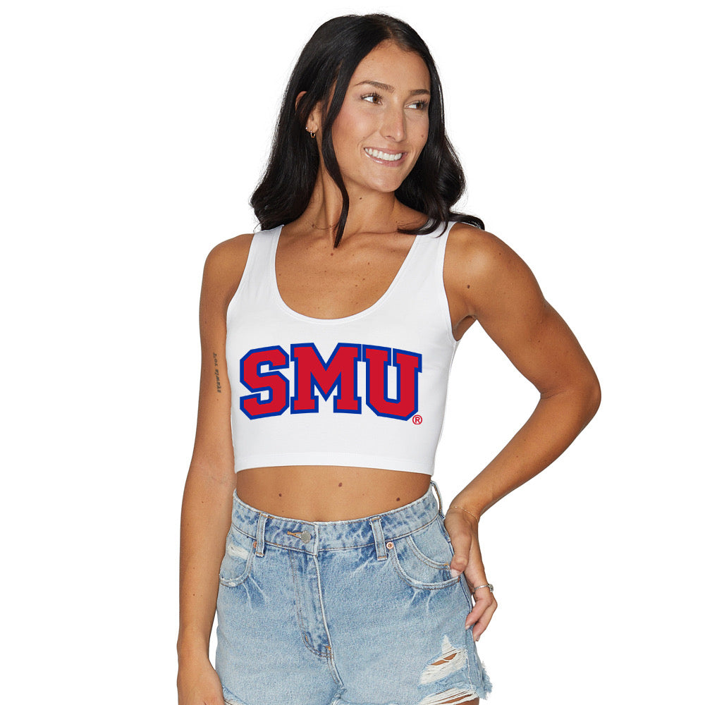 SMU Mustangs Womens Crop Tank Top Top Officially Licensed