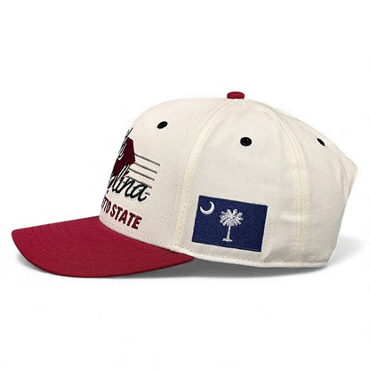 South Carolina Snapback Hat - The Willy B (Cream/Garnet)