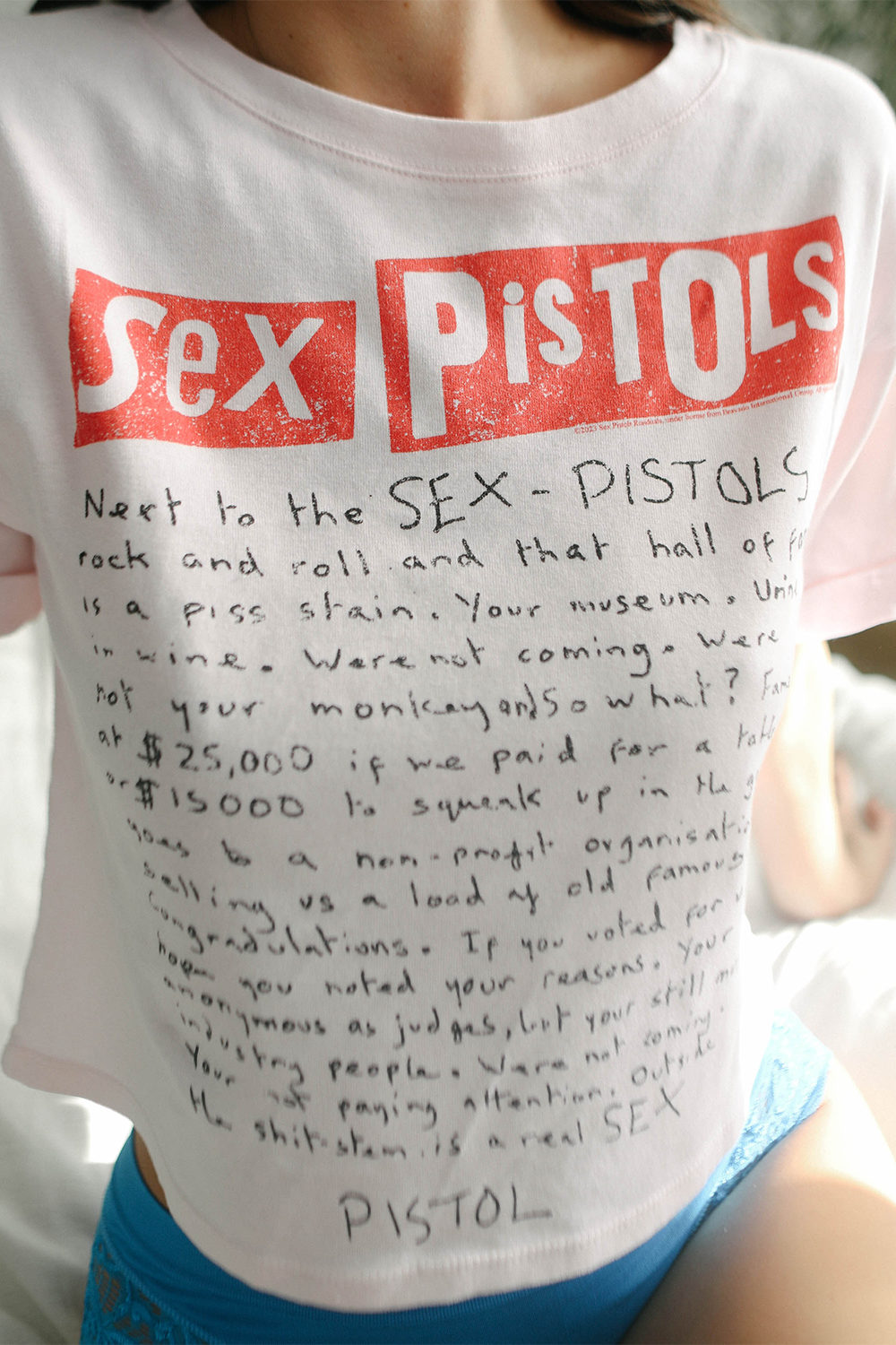 Sex Pistols Johnnys Letter Womens Crop Tee Shirt