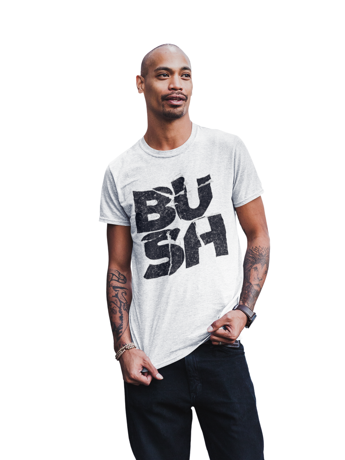 Stakes Bush Stacked Logo Jumbo Print Mens T Shirt Officially Licensed