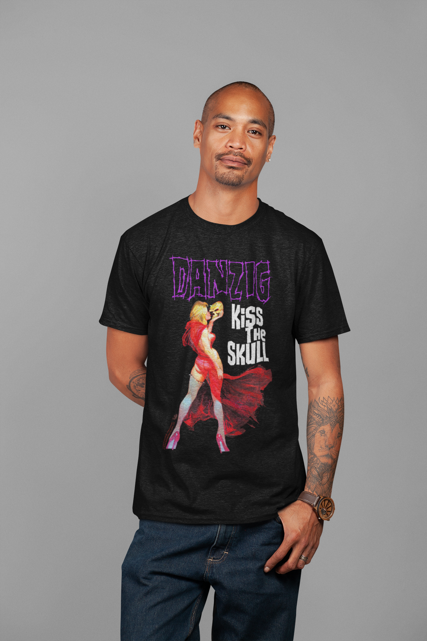 Stakes Danzig - Kiss the Skull Jumbo Print Mens T Shirt Officially Licensed