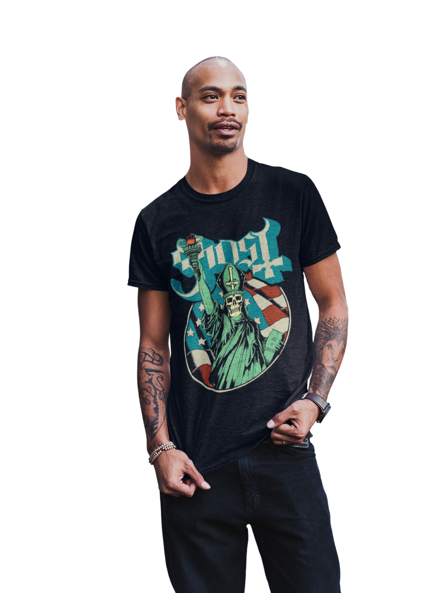 Stakes Ghost - Statue of Liberty Jumbo Print Mens T Shirt Officially Licensed