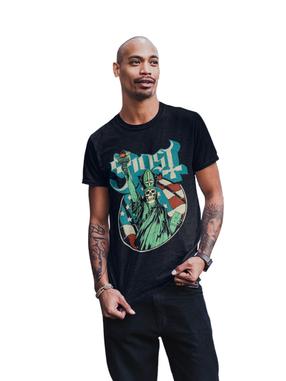 Stakes Ghost - Statue of Liberty Jumbo Print Mens T Shirt Officially Licensed