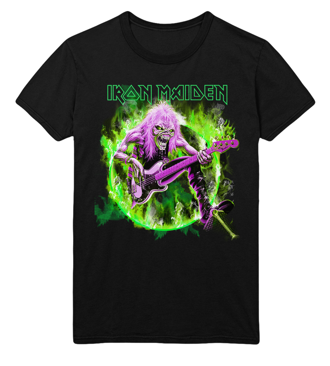 Stakes Iron Maiden Green Guitar Jumbo Print T-Shirt [Apparel]