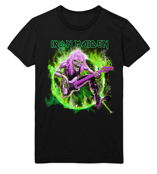 Stakes Iron Maiden Green Guitar Jumbo Print T-Shirt [Apparel]