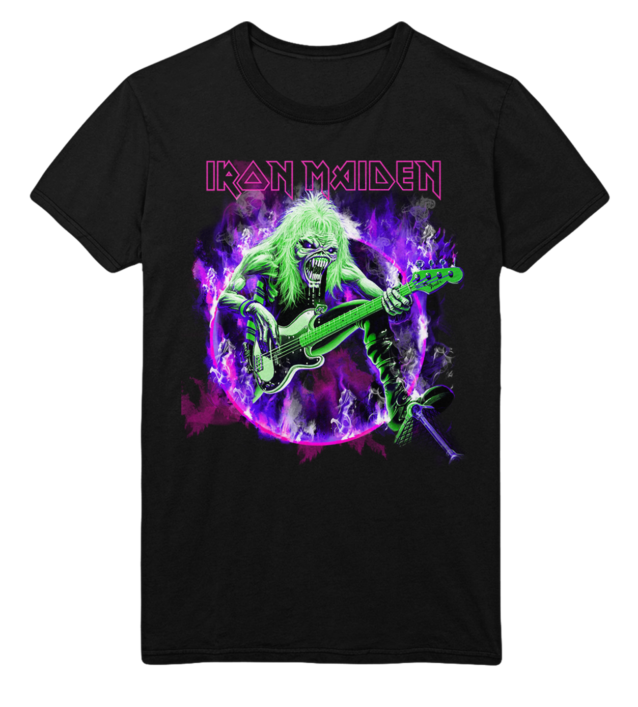 Stakes Iron Maiden Purple Guitar Jumbo Print T-Shirt [Apparel]