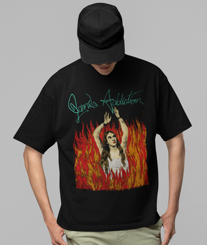 Stakes Jane's Addiction - Flames Jumbo Print Mens T Shirt Officially Licensed