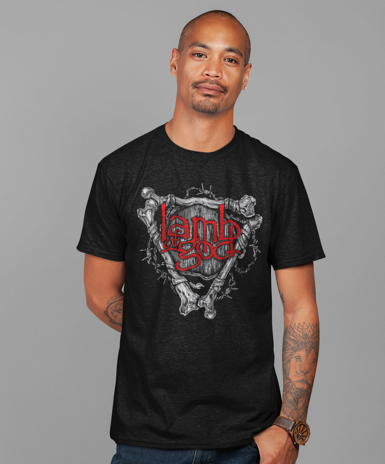 Stakes Lamb Of God - Bones Jumbo Print Mens T Shirt Officially Licensed