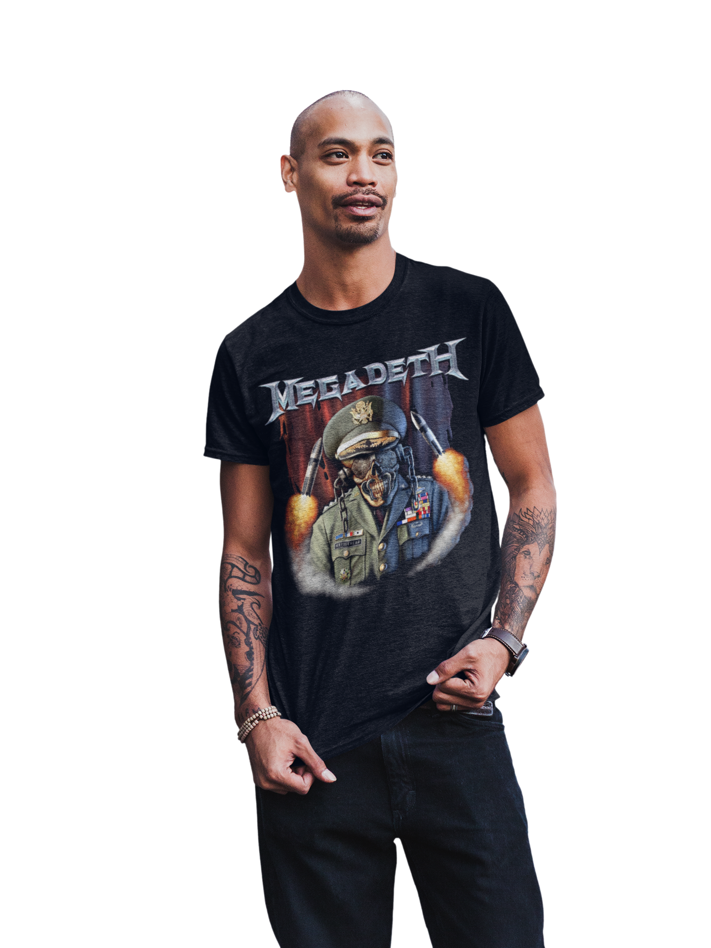 Stakes MegaDeth - Rattlehead Vic Jumbo Print Mens T Shirt Officially Licensed