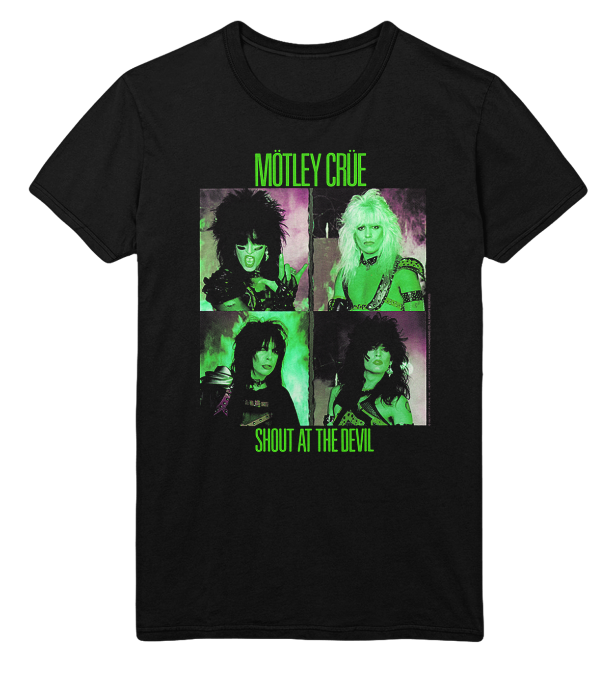 Stakes Motley Crue Green Shout Jumbo Print T-Shirt [Apparel]