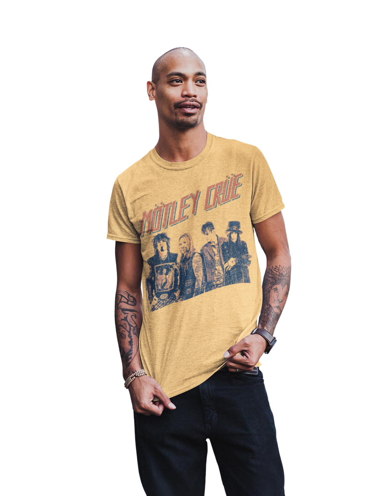 Stakes Motley Crue - Retro Boomin Jumbo Print Mens T Shirt Officially Licensed