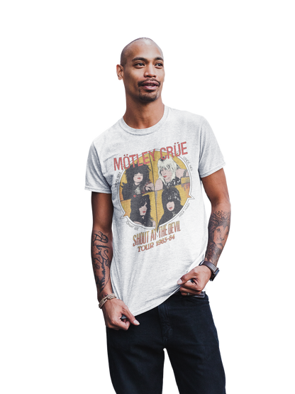 Stakes Motley Crue - Shout 83/84 Tour Jumbo Print Mens T Shirt Officially Licensed