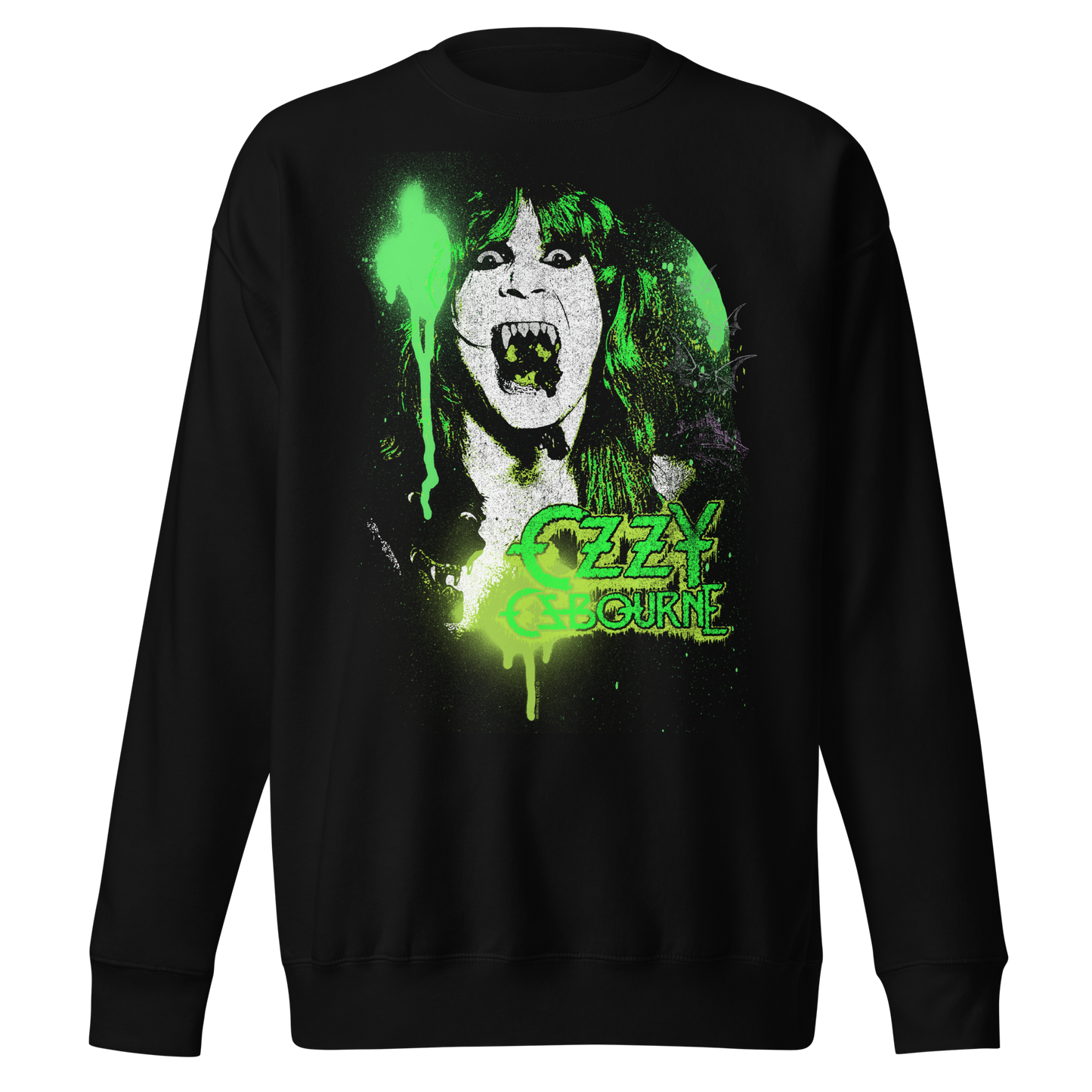 Stakes Ozzy Osbourne Green Screaming Jumbo Print Sweatshirt [Apparel]