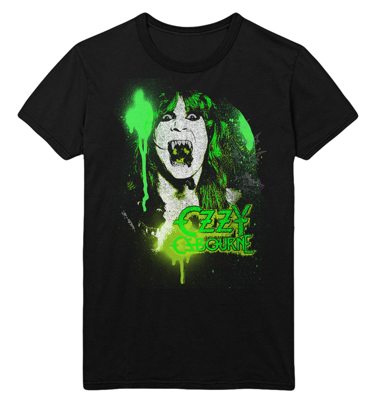 Stakes Ozzy Osbourne Green Screaming Jumbo Print T-Shirt [Apparel]