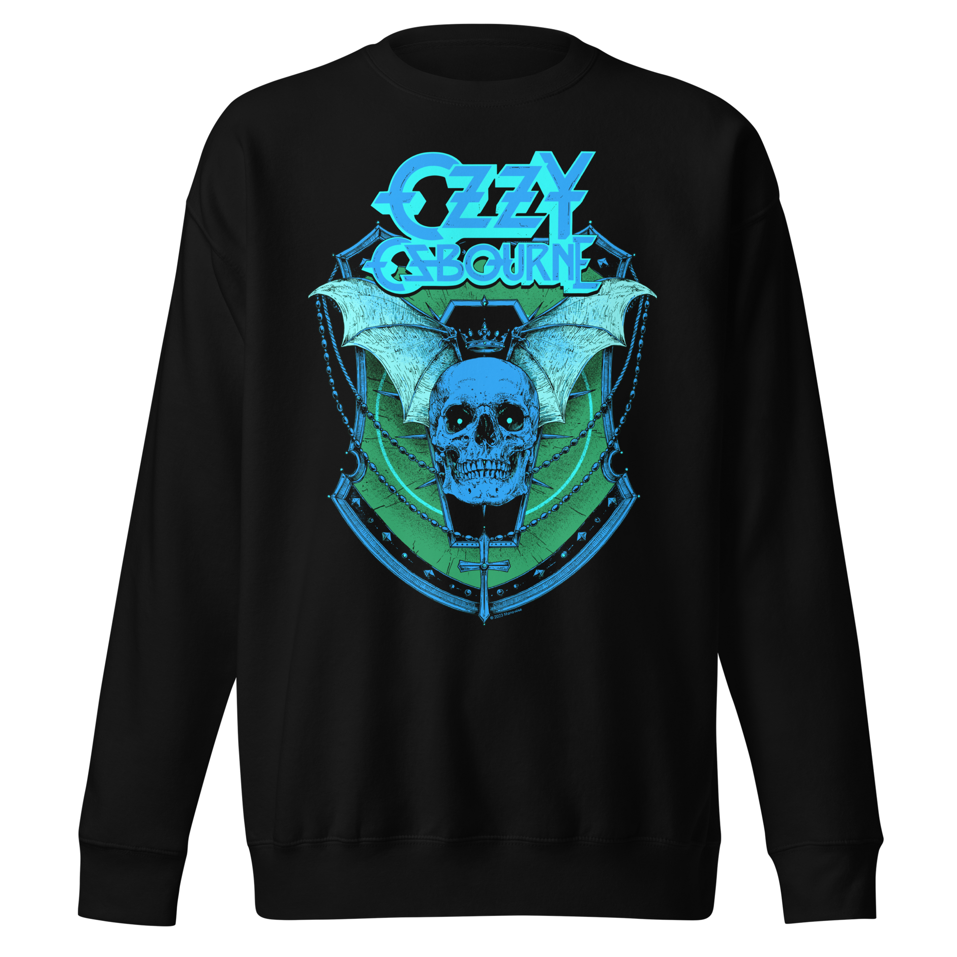 Stakes Ozzy Osbourne Neon Blue Bat Jumbo Print Sweatshirt [Apparel]
