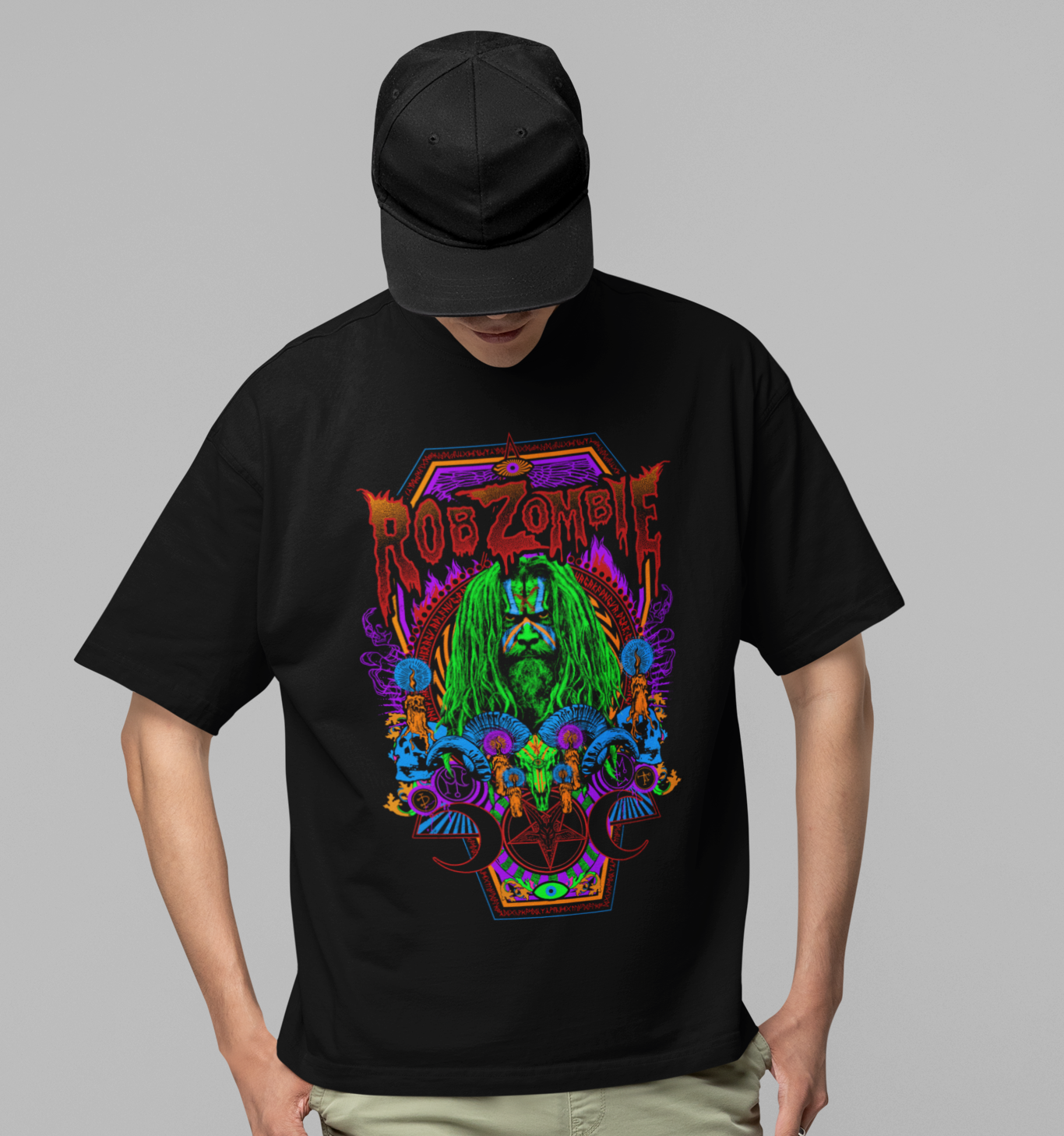 Stakes Rob Zombie - Pyschedelic Jumbo Print Mens T Shirt Officially Licensed