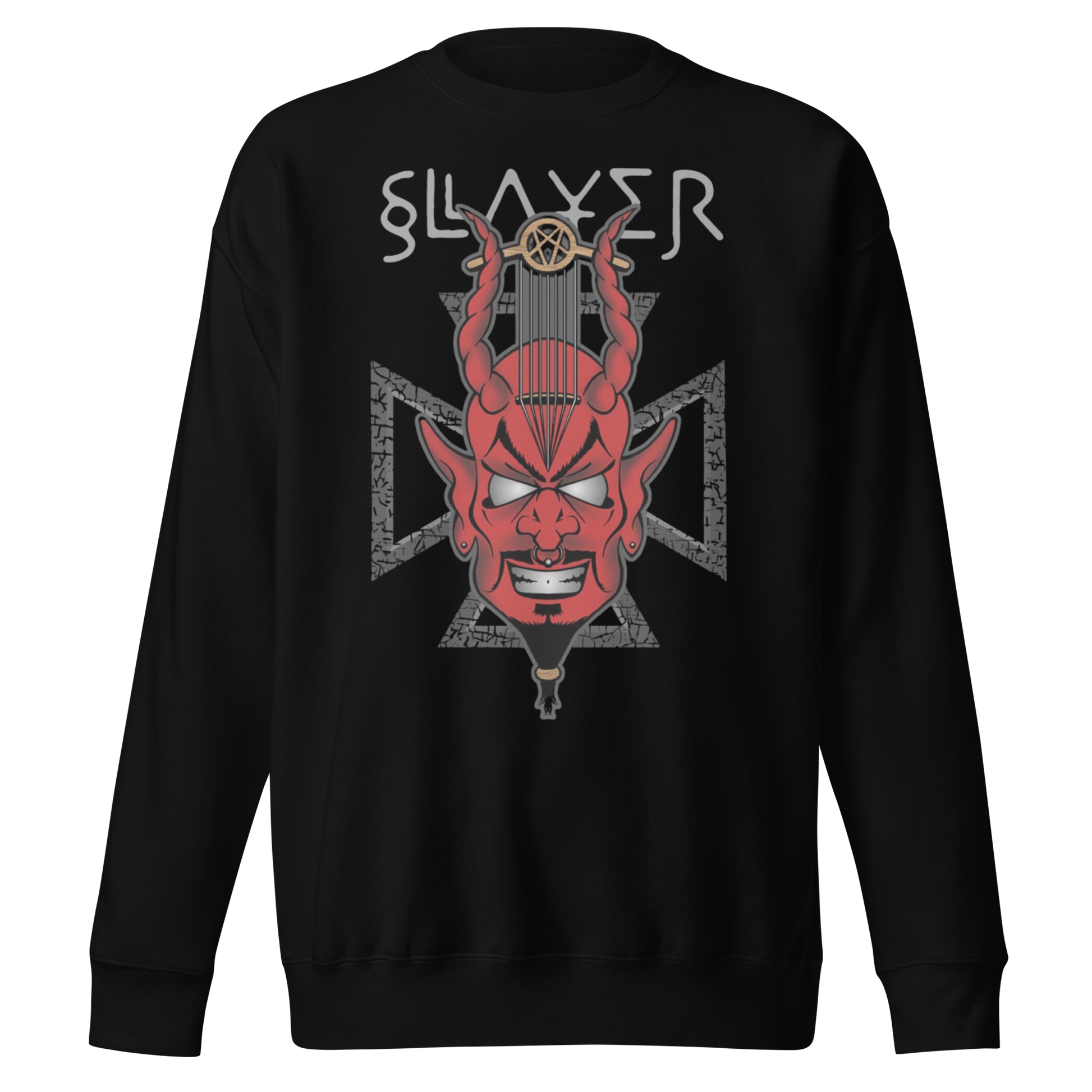 Stakes Slayer Devil's Horns Vintage Jumbo Print Sweatshirt [Apparel]