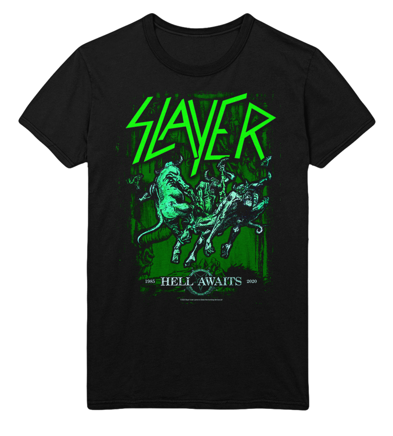 Stakes Slayer Neon Hell Awaits Jumbo Print T-Shirt [Apparel]
